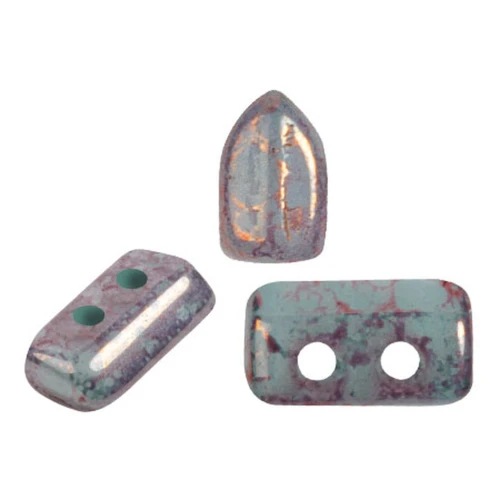 Perle di vetro Piros® da Puca® 2x5 mm - Blue Green Opal Bronze x10g