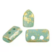 Perle di vetro Piros® da Puca® 2x5 mm - Blue Green Opal Gold Splash x10g