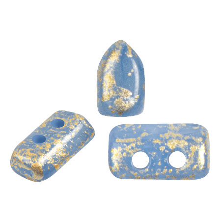 Perle di vetro Piros® da Puca® 2x5 mm - Blue Opal Gold Splash x10g