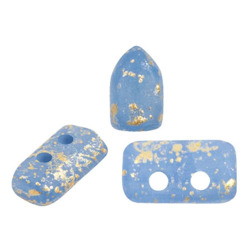Perle di vetro Piros® da Puca® 2x5 mm - Blue Opal Mat Gold Splash x10g