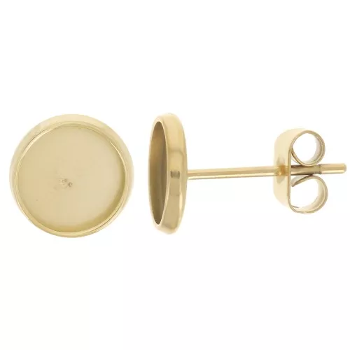 Perlin - 10 orecchini in acciaio inox con chiusura a farfalla, taglio Cabochon da 6 mm, rotondi, per gioielli M392