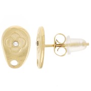 Orecchini a goccia irregolari 10x6,5 mm con strass - Acciaio inox 316L dorato x2|raw }}