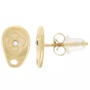 Orecchini a goccia irregolari 10x6,5 mm con strass - Acciaio inox 316L dorato x2