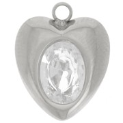 Ciondolo a cuore in ossido di zirconio 13,5x11 mm - acciaio inossidabile 304L x1
