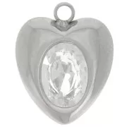 Ciondolo a cuore in ossido di zirconio 13,5x11 mm - acciaio inossidabile 304L x1
