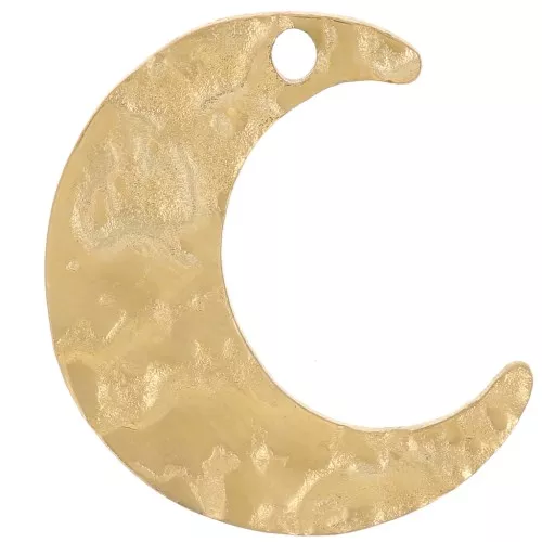 Ciondolo a mezzaluna martellata 15x12,5 mm - Acciaio inossidabile 316L dorato x1