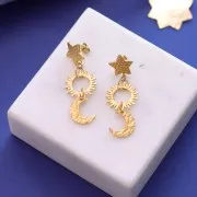 Ciondolo a mezzaluna martellata 15x12,5 mm - Acciaio inossidabile 316L dorato x1