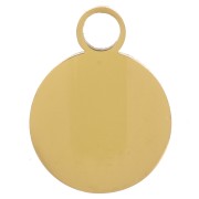 Ciondolo tondo da 10mm in resina - Yin e Yang - Acciaio inox dorato 316L x1