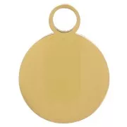 Ciondolo tondo da 10mm in resina - Yin e Yang - Acciaio inox dorato 316L x1