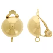 Clip sfera per orecchie non forate 12mm anello aperto acciaio inox dorato 304L x2