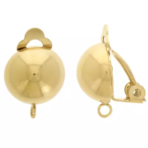 Clip sfera per orecchie non forate 12mm anello aperto acciaio inox dorato 304L x2