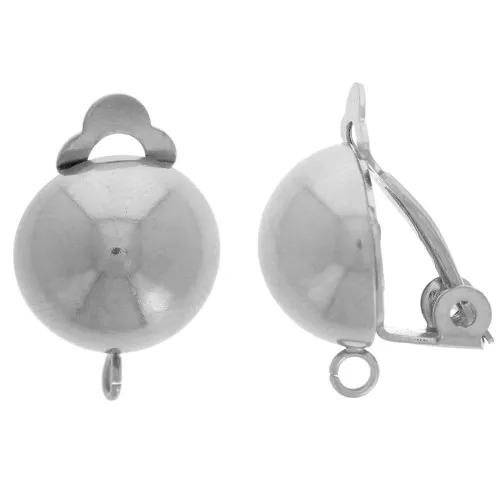 Clip a mezza sfera per orecchie non forate da 12 mm - anello aperto - acciaio inossidabile 304L x2