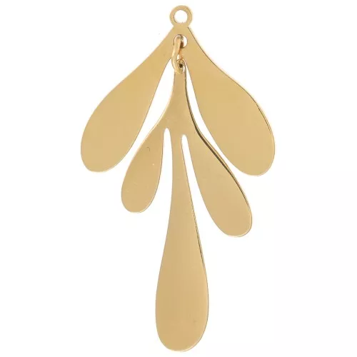 Pendente a forma di foglia 29x16 mm - Acciaio inossidabile 316L dorato x1