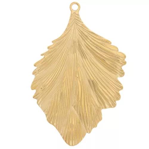Pendenti a forma di foglia 37x24 mm - Acciaio inossidabile 304L dorato x2