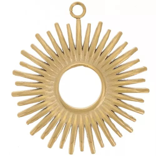 Pendente a forma di sole da 24 mm - Acciaio inossidabile 304L dorato x1