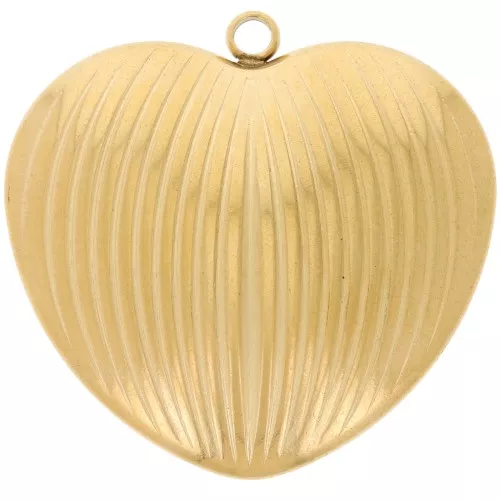 Pendente a cuore curvo 34x35 mm - Acciaio inossidabile 304L dorato x1