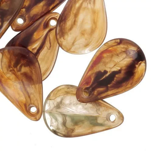 Zecchini a forma di fiore curvo da 24,5 mm in acrilico - Topazio marmorizzato x6
