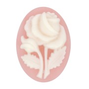 Cammeo in resina 18x13 mm - Motivo rosa - Rosa chiaro x1
