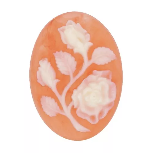 Cammeo in resina 18x13 mm - Fiore - Arancio scuro x1