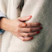 Cammeo in resina 18x13 mm - Fiore - Arancio scuro x1