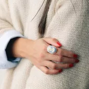 Cammeo in resina 25x18 mm - lato destro - Sky Blue x1