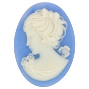 Cammeo in resina 25x18 mm - lato sinistro - Sky Blue x1