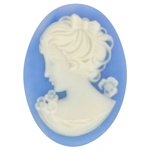 Cammeo in resina 25x18 mm - lato sinistro - Sky Blue x1