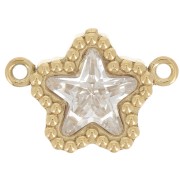 Distanziatore a forma di stella 12x8,5 mm in ossido di zirconio - Acciaio inossidabile 304 Dorato - Cristallo x1