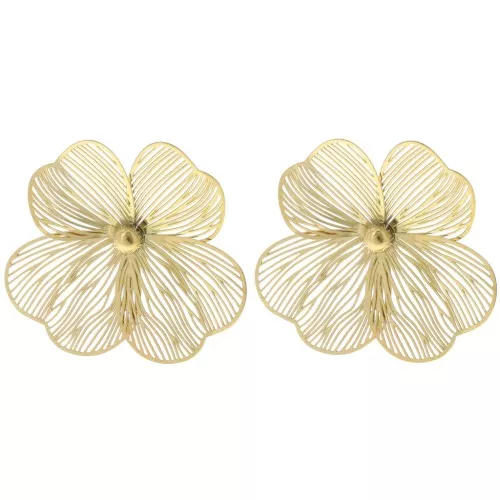 Orecchini a fiore 47 mm - Acciaio inossidabile 316L dorato x2