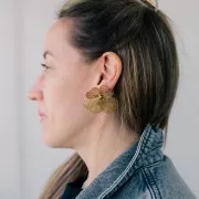 Orecchini a fiore 47 mm - Acciaio inossidabile 316L dorato x2