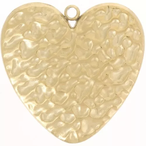 Pendente a cuore martellato 22 mm - Acciaio inossidabile 304L dorato x1