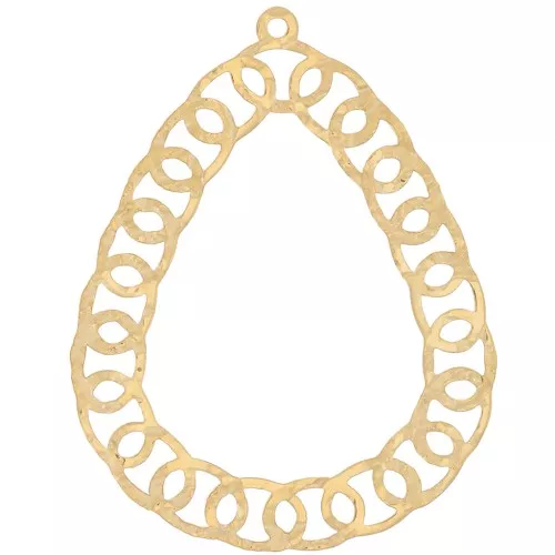 Pendente a goccia martellato traforato 36,5x29mm Acciaio inox 316L dorato x1
