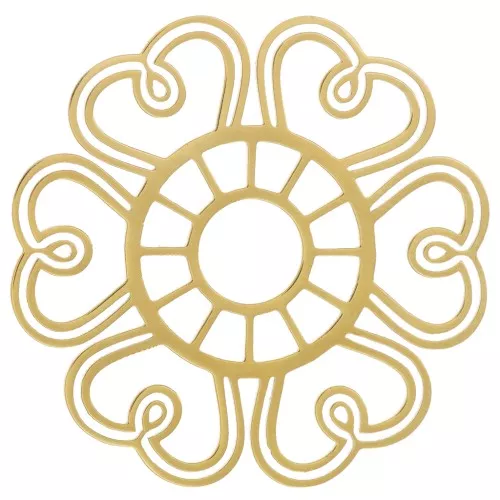 Pendente a fiore traforato da 30 mm - Acciaio inossidabile 316L dorato x1