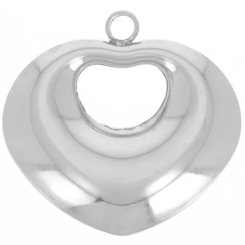 Pendenti a cuore curvo 25,5x27 mm - Acciaio inossidabile 316L x2