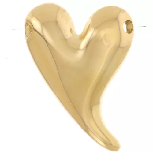 Pendente a cuore curvo 27x20,5 mm - Acciaio inossidabile 316L dorato x1