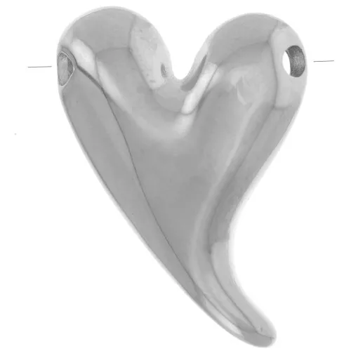 Pendente a cuore curvo 27x20,5 mm - Acciaio inossidabile 316L x1