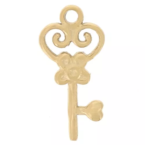 Ciondolo chiave antico 16x8 mm - Acciaio inossidabile 304L dorato x1