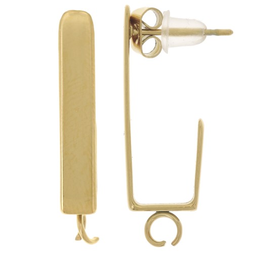 Orecchini rettangolari 25x4 mm -anello aperto -Acciaio inossidabile 316L dorato x2