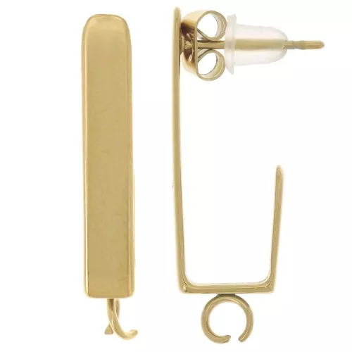 Orecchini rettangolari 25x4 mm -anello aperto -Acciaio inossidabile 316L dorato x2
