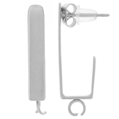 Orecchini rettangolari 25x4 mm - anello aperto - acciaio inossidabile 316L x2