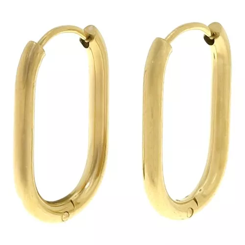 Orecchini a cerchio ovale 19x12 mm - Acciaio inossidabile 304L Dorato x2
