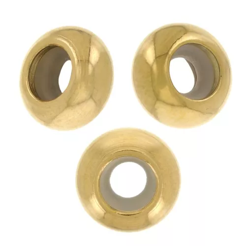 Perline stopper da 6 mm con foro da 3 mm - acciaio inossidabile 304L Dorato x4