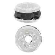 Rondelle Strass mm. 4,5 argentato/Jet x4|raw }}