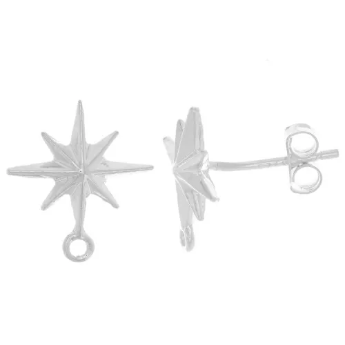 Orecchini con rosa dei venti 12,5x11,5 mm - Placcati argento x2