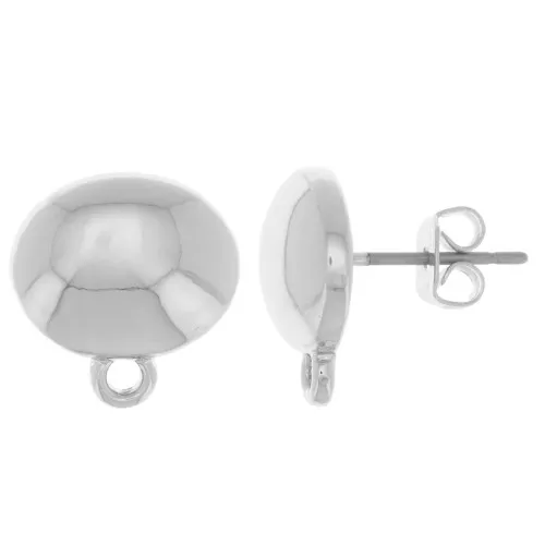 Orecchini tondi ovali 13x12,5 mm con anello chiuso - Argento x2