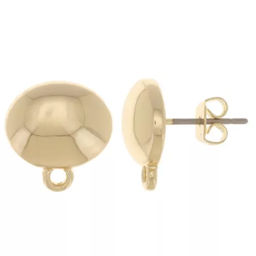 Orecchini tondi ovali 13x12,5 mm con anello chiuso - Oro x2