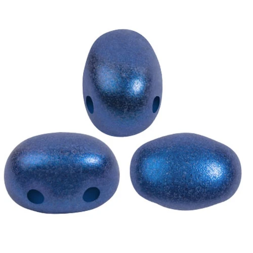 Perle di vetro Samos® par Puca® 7x5 mm - Caribbean Blue Metallic Mat x10g