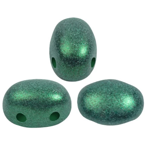 Perle di vetro Samos® par Puca® 7x5 mm - Green Forest Metallic Mat x10g