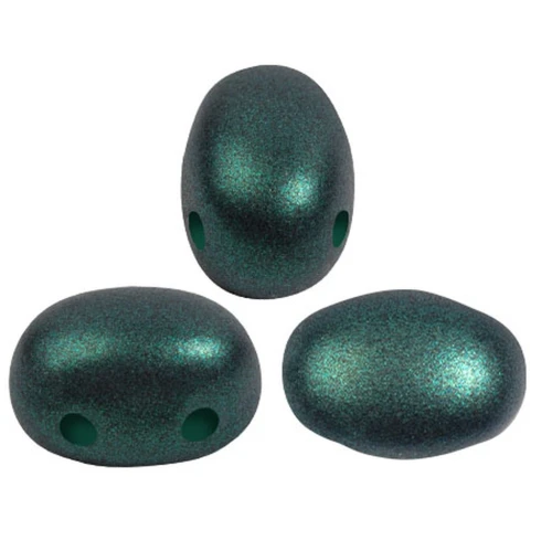 Perle di vetro Samos® par Puca® 7x5 mm - Emerald Metallic Mat x10g