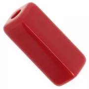 Perle tubolari in resina rettangolari 20x8 mm - Rosso carminio x4